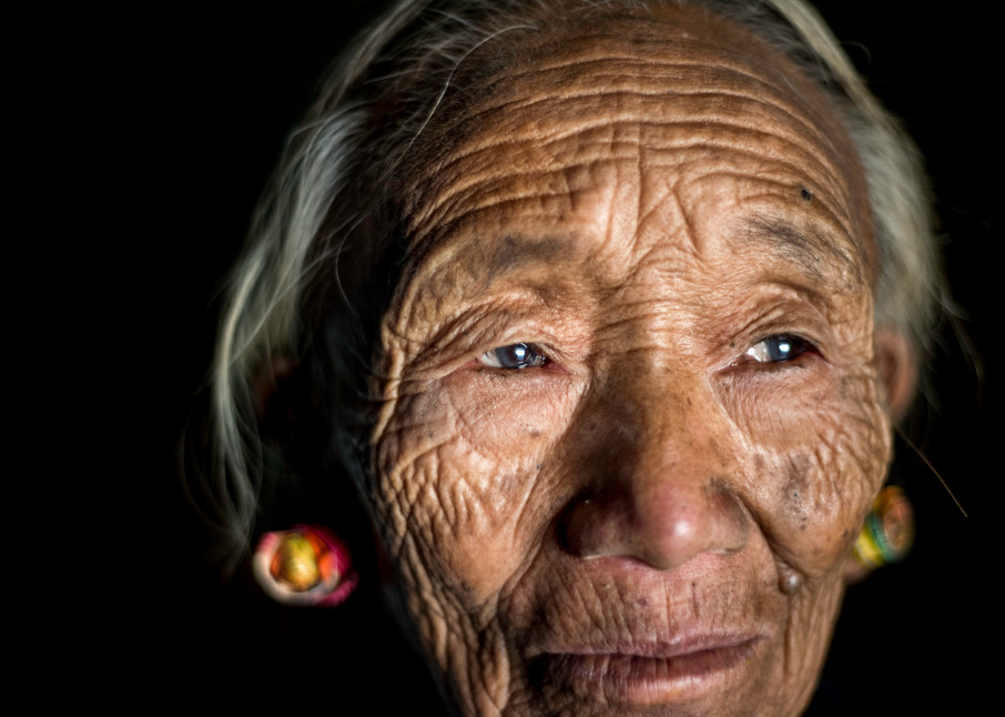 Portrait of old Konyak woman from Nagaland
