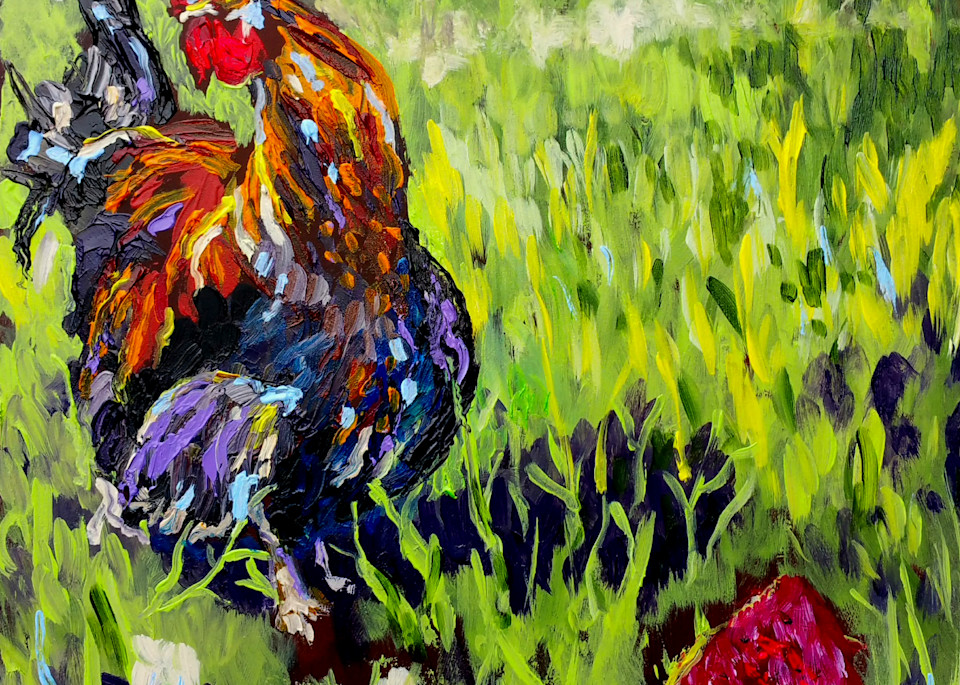 Cock-Doodle-Do Like Watermelon | Fine Art Painting Print of Rooster by Rick Osborn