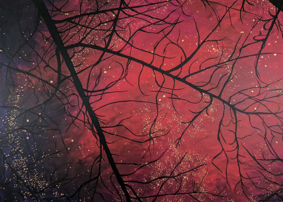 Crimson Night, Original Galaxy Paintings by Sarah Trieckel Detwiler