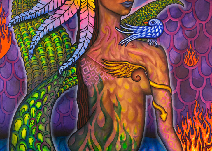 native naga mermaid art mystic oil painting