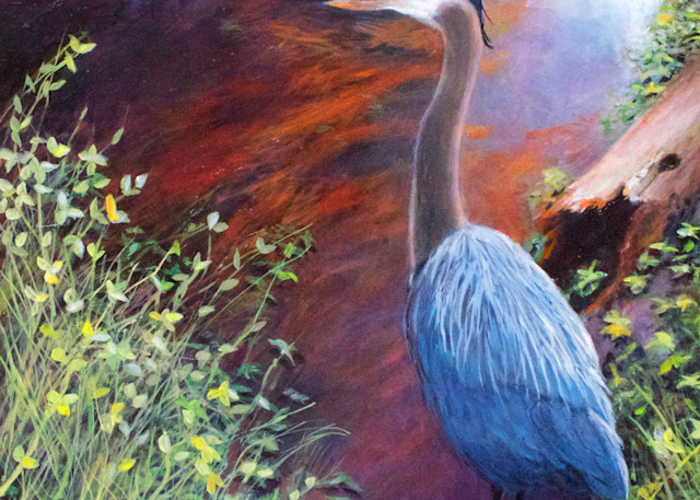 Great Blue Heron Pine Needle Slough Art | Charles Wallis