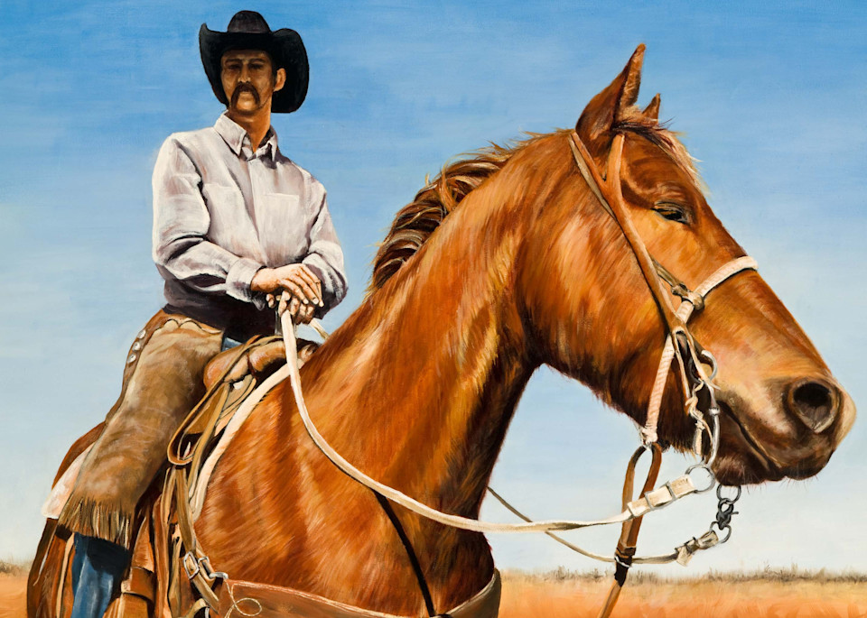 Fine art print of cowboy on a horse