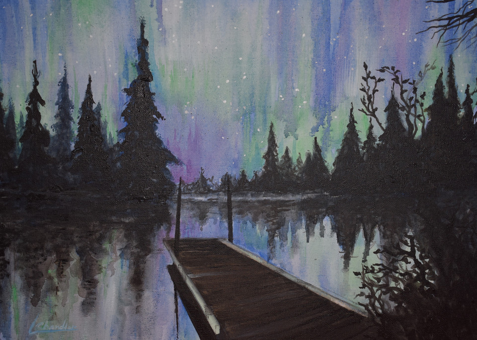 Painting of the northern lights available in print