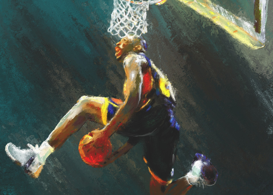 Slam dunk Basketball painting | Sports artist Mark Trubisky | Custom Sports Art
