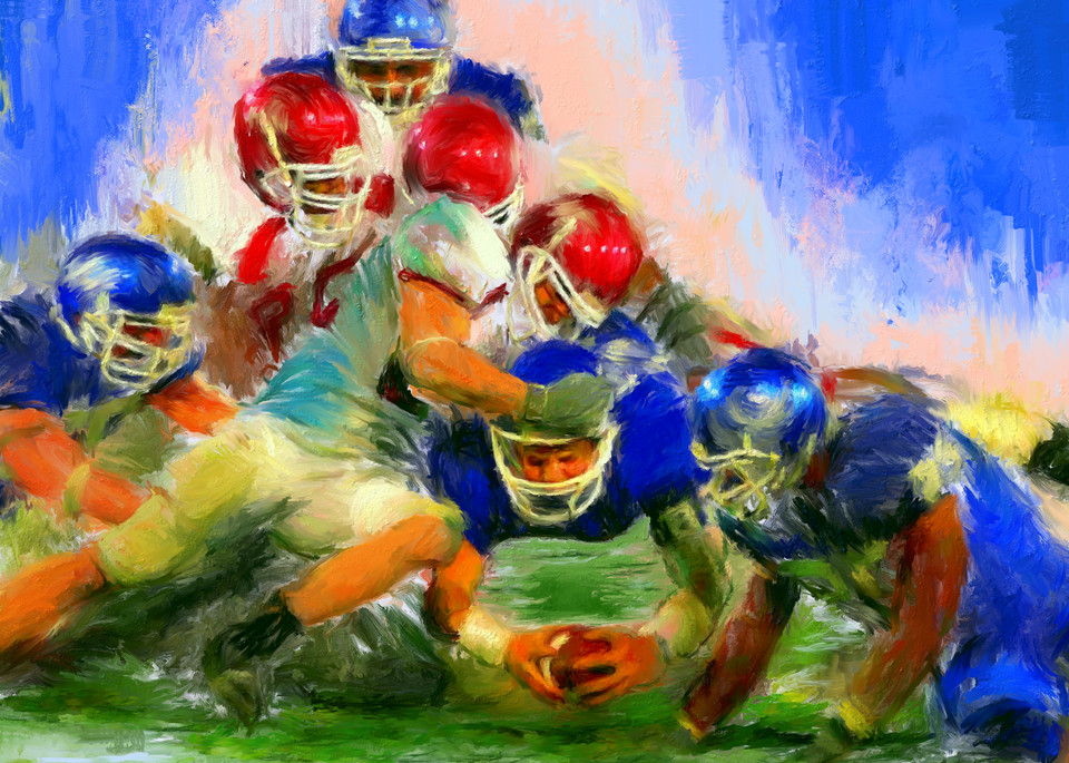First down Football painting | Sports artist Mark Trubisky | Custom Sports Art