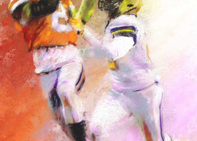 Leap & catch Football painting | Sports artist Mark Trubisky | Custom Sports Art