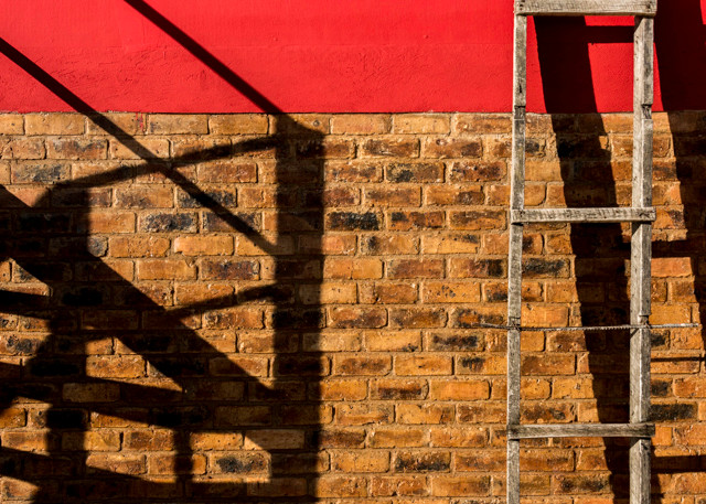 Ladder on a red wall, Lake Tota