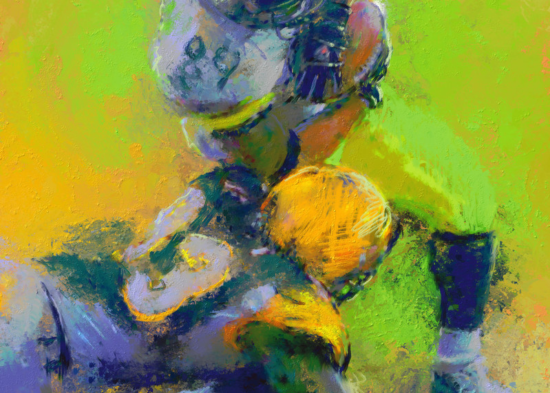 Pursuit & tackle Football painting | Sports artist Mark Trubisky | Custom Sports Art