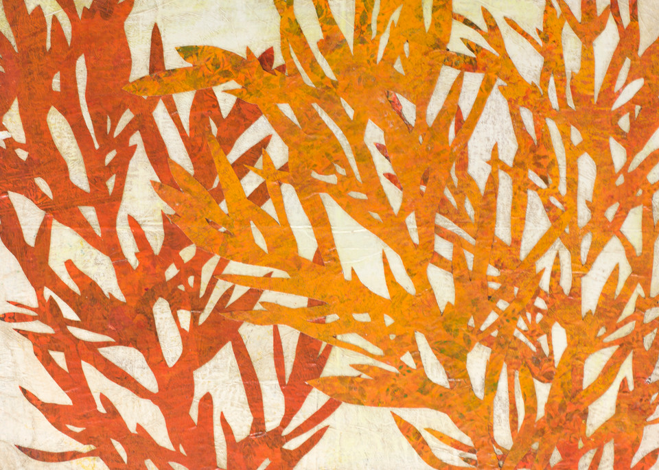 Orange Plant Silhouette Art | Karen Sikie Paper Mosaic Studio