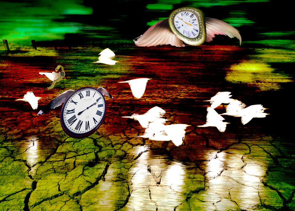 Time Flying By surreal and unusual art by Vincent DiLeo. Colorful art