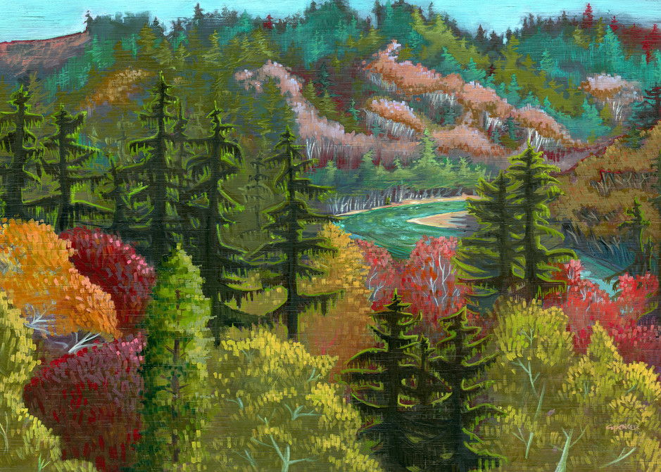 Fall on the Chetco Painting by Spencer Reynolds