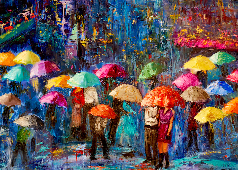 lovers, walking under umbrella, nyc, rainy night