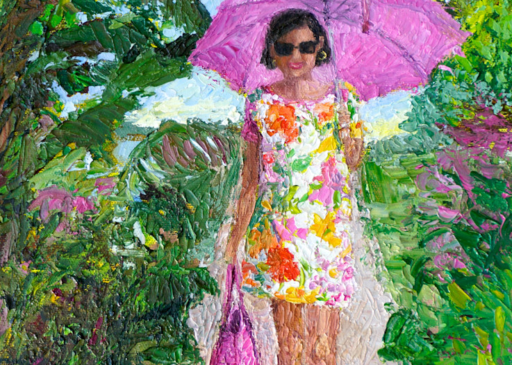 Susanna Under Her Pink Umbrella Art | Pamela Ramey Tatum Fine Art