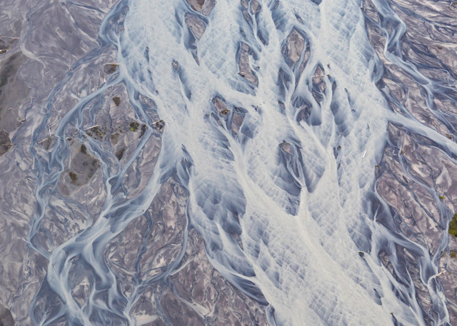 Glacial river flow from the air
