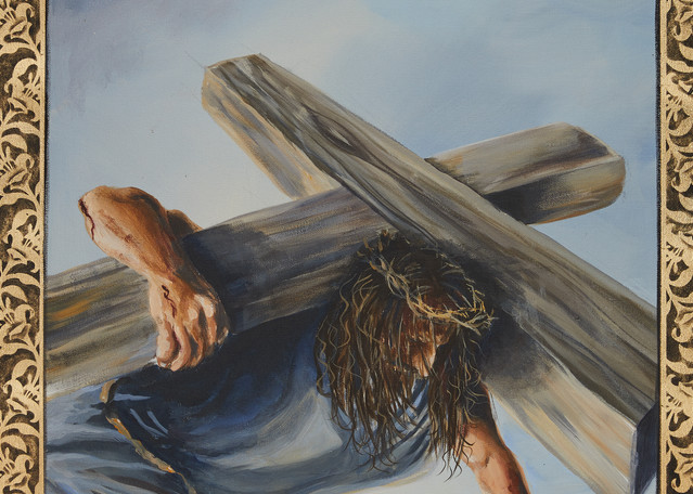 First Station of the Cross painting by Holly Whiting