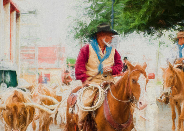 The Herd Cowhand on His Horse in the Stockyards