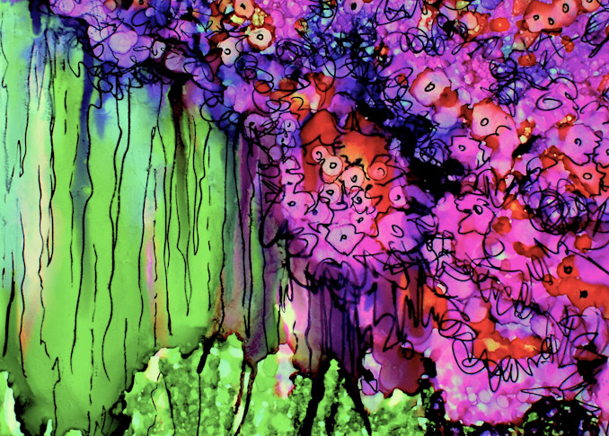 Garden, purple, green, fantastical, prints for sale