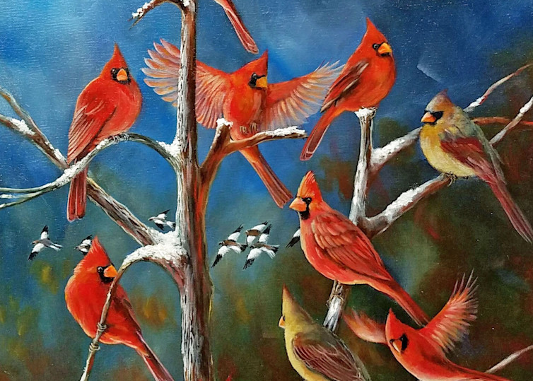 Cardinal Family Tree Art | Kevin Lang Fine Art