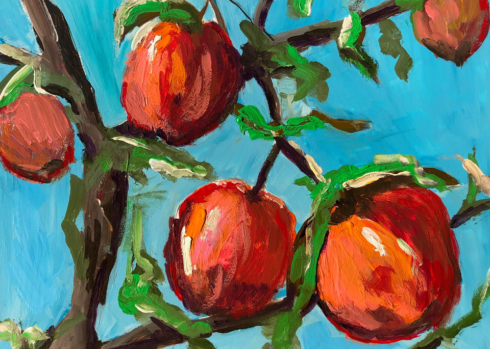 Peaches Up High in the Sky | Fine Art Painting Print by Rick Osborn