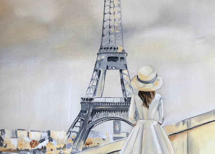 Eiffel, Tower, Paris, Painting, Fashion, Chic, Female