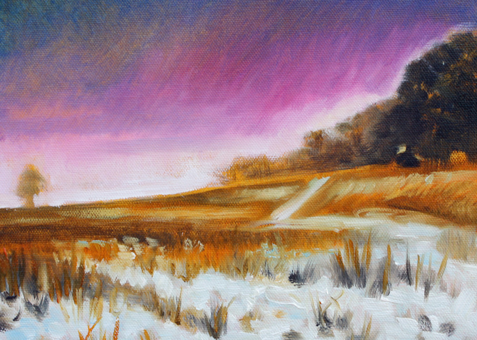 Snowy field at twilight fine art open edition print