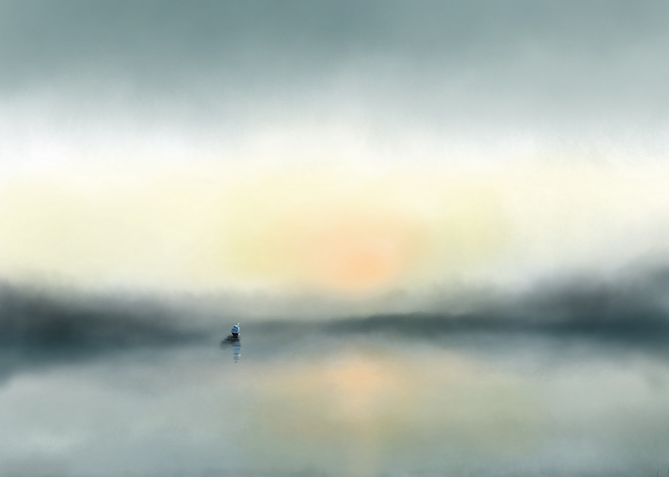 Lone Sailboat digital painting