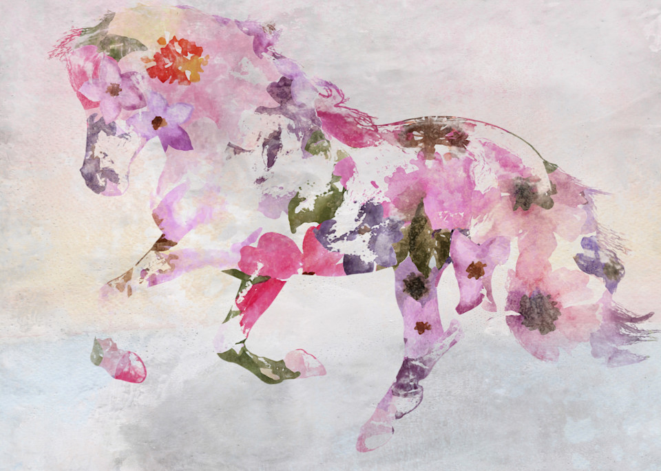 Pink Floral Horse Art | Irena Orlov Art