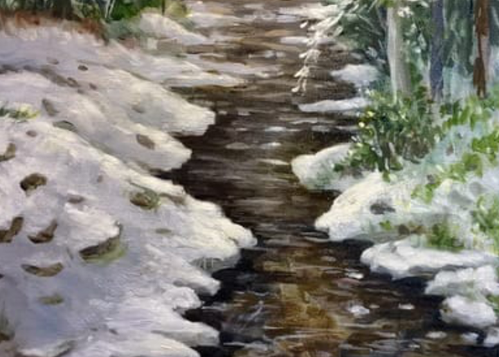 Quiet after the snow at the creek fine art print by Hilary J. England