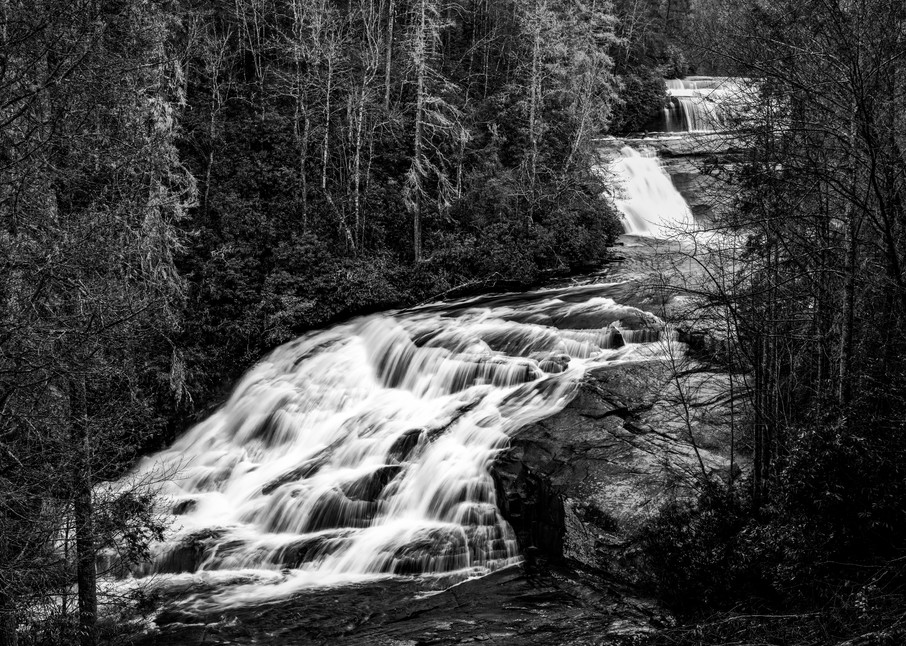 Triple Falls in black-and-white — North Carolina waterfalls fine-art photography prints