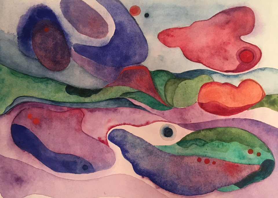 Bura - Abstract watercolor print/canvas by Marilyn Cvitanic 