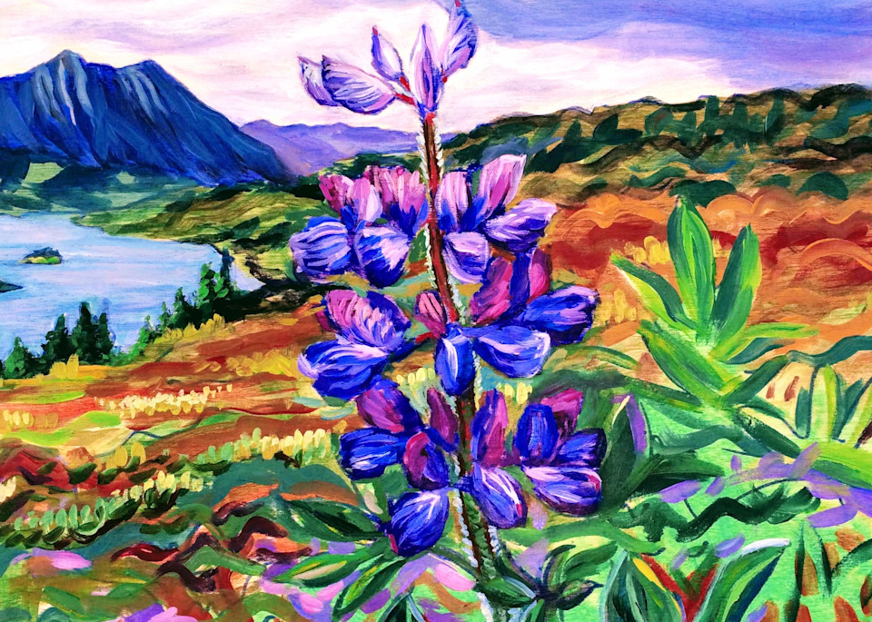 Lupine On Tundra Art | Amanda Faith Alaska Paintings / Estuary Arts, LLC