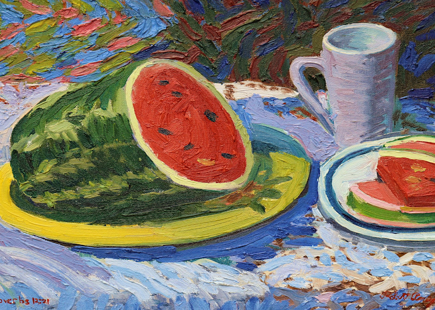 Watermelon On The Plate   Print Cropped Art | Studio Z of Taos