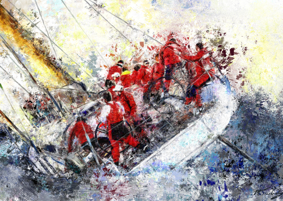 Sailboat race painting | Sports artist Mark Trubisky | Custom Sports Art