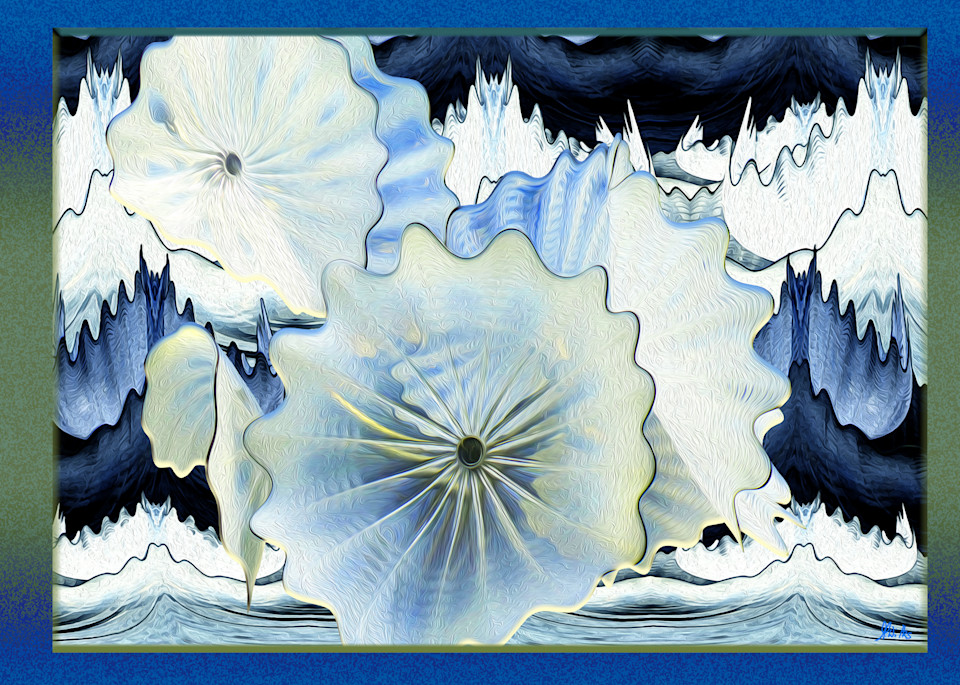 Chihuly Water Lilies, print of photograph of Chihuly glass design, Kew Gardens, London for sale as digital art by Maureen Wilks