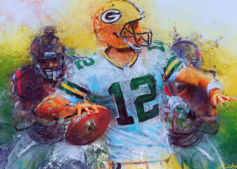 Aaron Rodgers painting | Sports artist Mark Trubisky | Custom Sports Art
