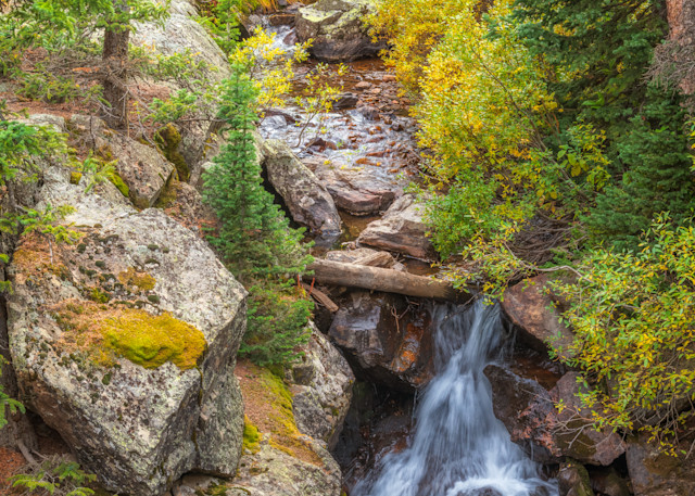 A waterfall located on Fall River road located in Rocky Mountain National Park, in the state of Colorado by the town of Estes Park