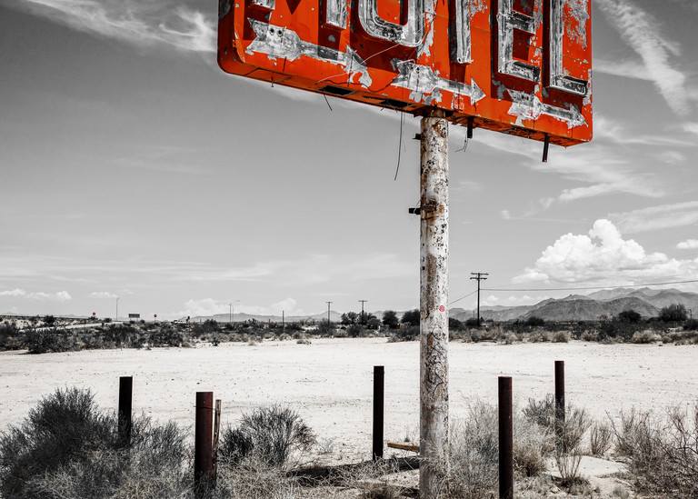 Motel sign on historic Route 66 Arizona