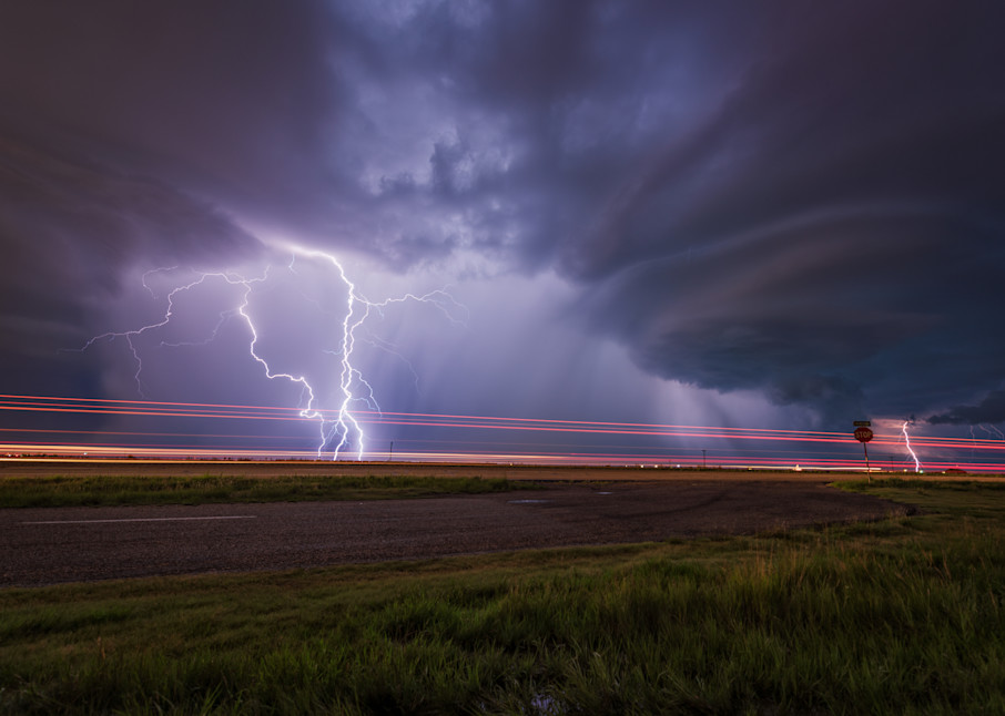 Photograph of a lightning strike over North Texas.