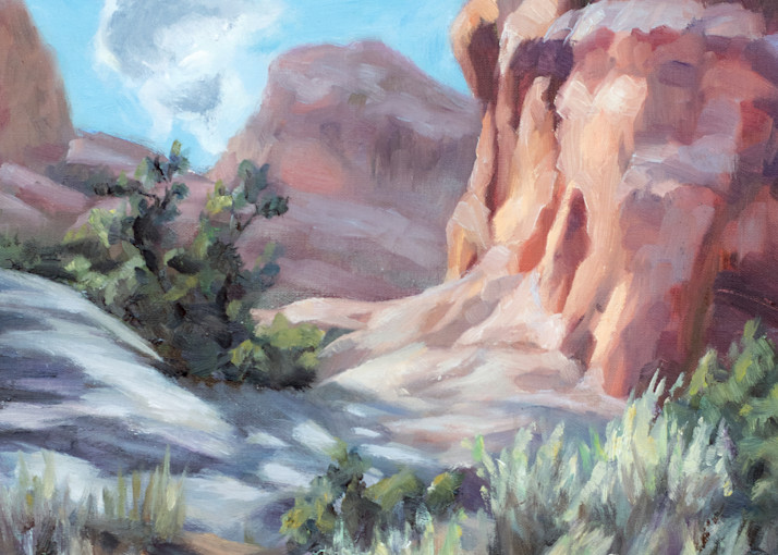Moab - Hiking through monuments is an oil painting by Ans Taylor