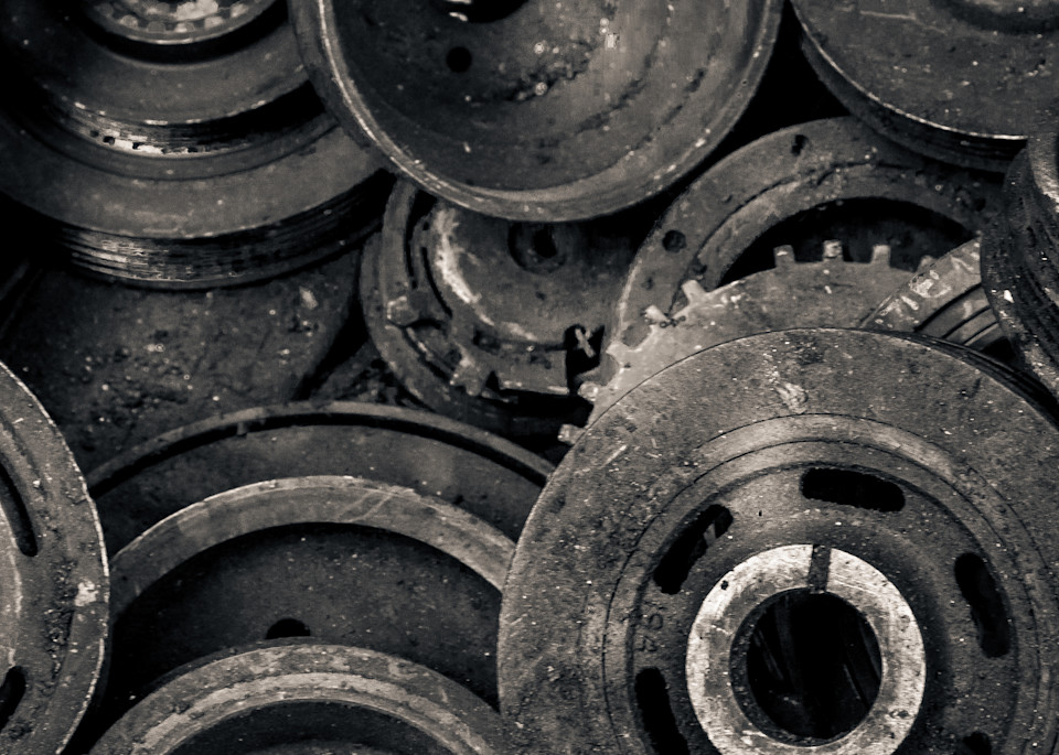 Scrap Yard Wheels Cogs And Gears Photography Art | Dan Katz, Inc.