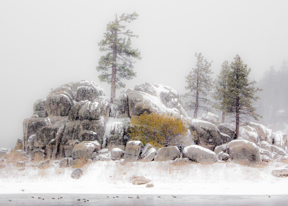 Rock Outcrop In Snow   Big Bear Art | Dan Katz Photography