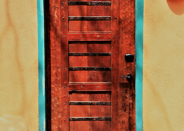 07  Turquoise Trimmed Door  Santa Fe, New Mexico Photography Art | RuddFotos