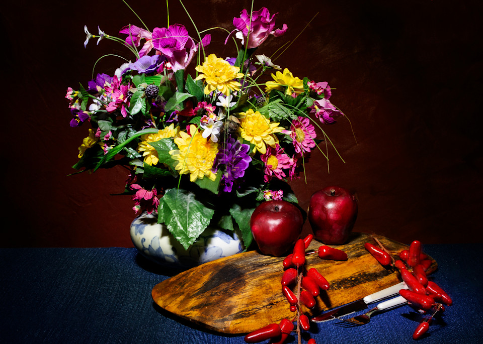 A Fine Art Photograph of Old Flowers and Fruit by Michael Pucciarelli