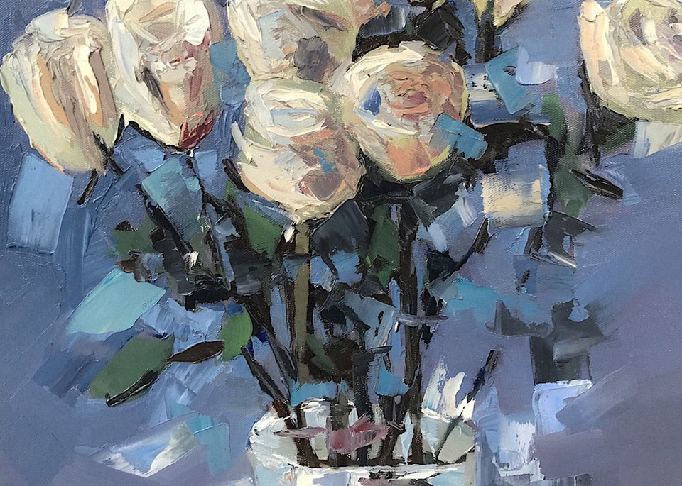 White Roses Flower Painting