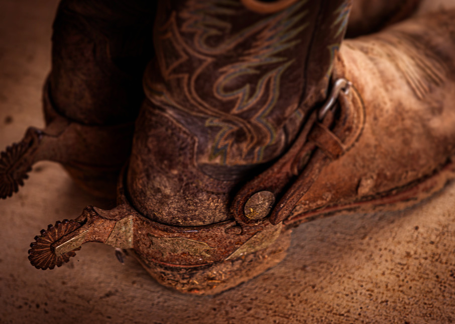 cowboy boots spurs weathered texture