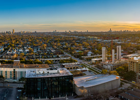 Aerial Panoramic view of The Houston Heights