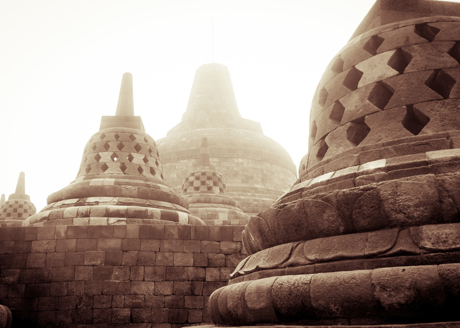 Buddha Bells - Volcanic Indonesia temple sunrise landscape photograph print