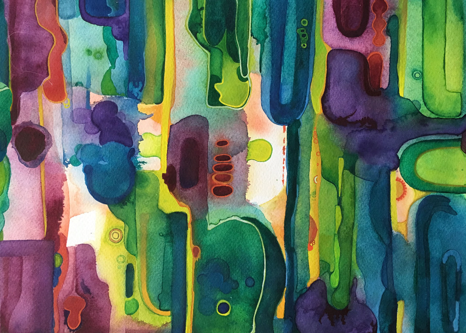 An Abstract watercolor painting inspired by music of the Grateful Dead.