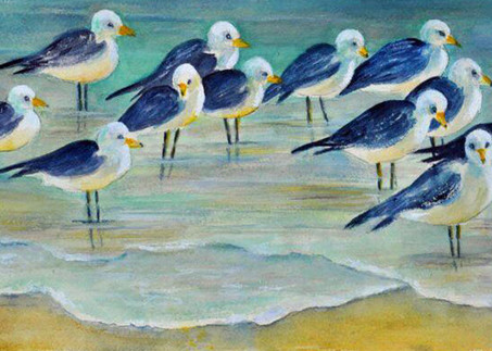Birds On Beach, From an Original Watercolor Painting