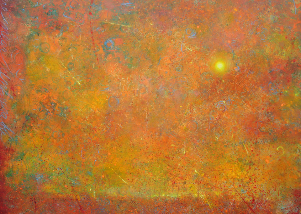 Blazing sun abstract paint about joy.